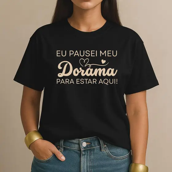 Camiseta Eu pausei meu dorama para estar aqui Coreano Tendência Unissex Feminino