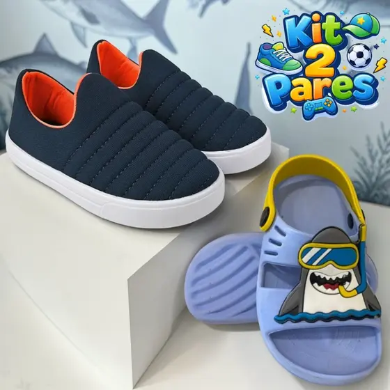 Kit 2 Pares Papete Nuvem e Calce Fácil Leve e Confortável Infantil Meninos
