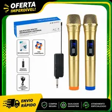 Microfone Sem Fio Duplo 2.4GHz Dinâmico Profissional Karaokê, Plug & Play para Festa Live Reunião, Sem Baterias Inclusas