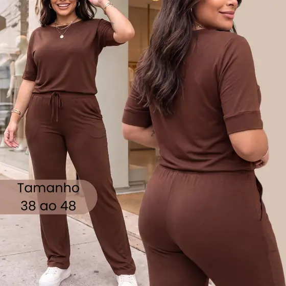 Conjunto Feminino Viscolaycra Calça e Blusa Elastano Linha PREMIUM