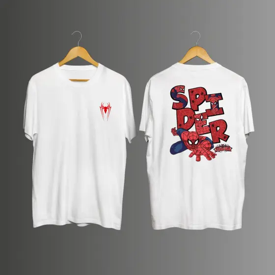 Camiseta Camisa Unissex Spider Blusa Estampada Frente e Costas Aranha Tendência Envio Imediato