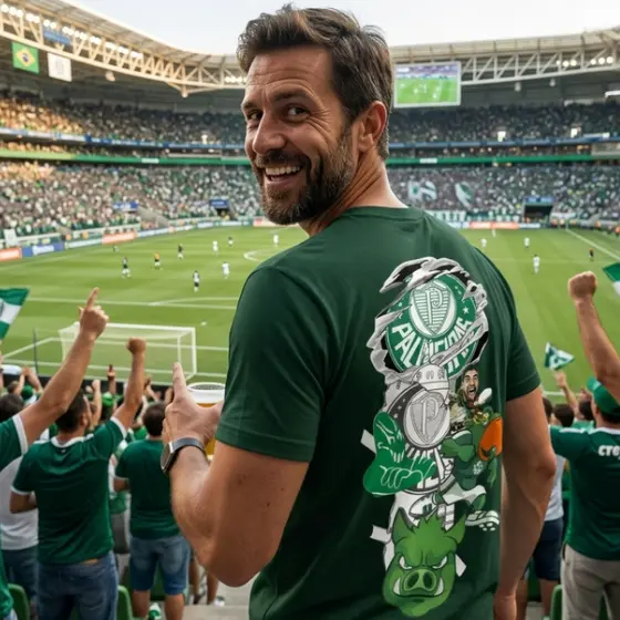 Camiseta Estampada Verdão Porco SEP Palmeiras Time Brasileiro Unissex Algodão