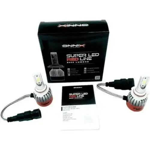 Kit Lâmpada Super Led Red Line H27 8000 Lumens 6000k Onnix H27 Prata Branco-frio