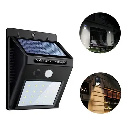 Luminária Solar De Parede 30 Leds House Tools Preto Com Sensor Movimento