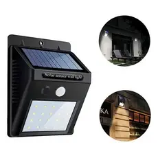 Luminária Solar De Parede 30 Leds House Tools Preto Com Sensor Movimento