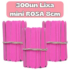 300un Mini Lixa ROSA 8cm Descartável Manicure Pedicure Clinica Estética