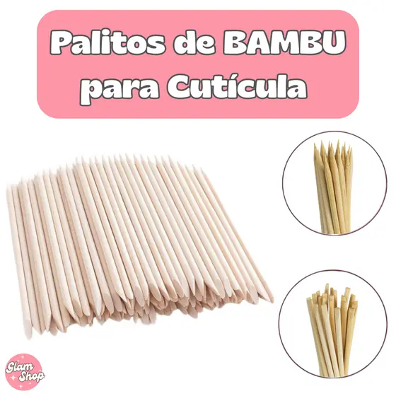 Palito para Cutícula de BAMBU para Manicure e pedicure Clinica de Estética