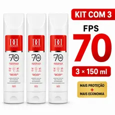 kit 3 Antissinais, Protetor solar DANDAS 70FPS,  150 ml com Toque seco, UVA/UVB, FACIAL E CORPORAL