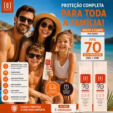 Kit 2 Protetor Solar 70 FPS Dandas, Toque Seco, rosto e corpo,antissinais, resistente a agua 150ml