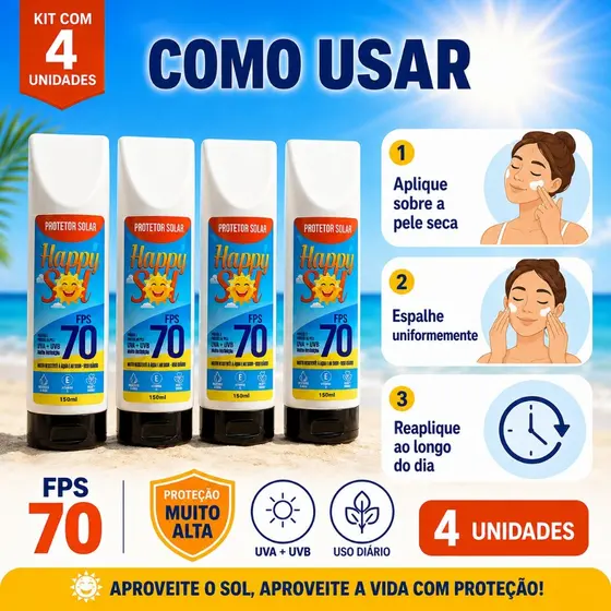 Kit 4 Protetor Solar Fps 70 Facial e Corporal Nutriex 120ml, FACIAL E CORPORAL, ANTISSINAIS