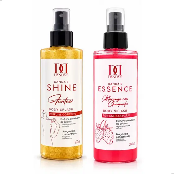 Kit 2 Body Splash Desodorante Corporal Perfume Colônia Feminino Fantasi Morango com Champanhe 200ml