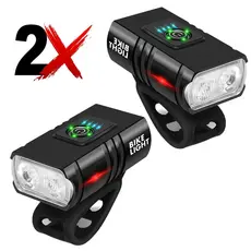 2 Lanterna Com Visor Farol Bike 2 Led Bicicleta Usb Recarregável Led Luzes