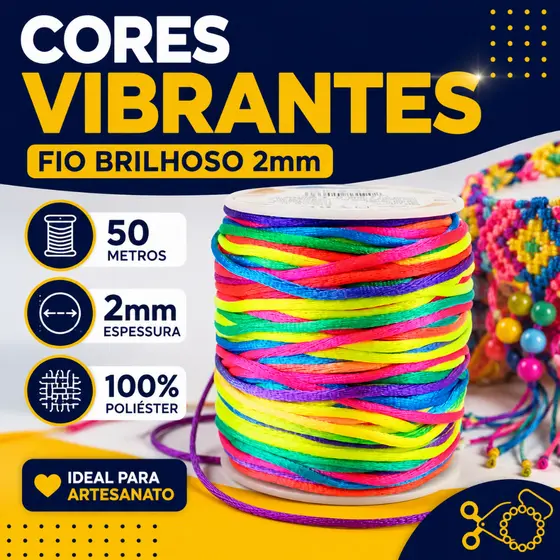 Fio De Seda 2.0mm Rolo 50 Metros Cordão Rabo De Rato Brilhante Resistente de Alta Qualidade