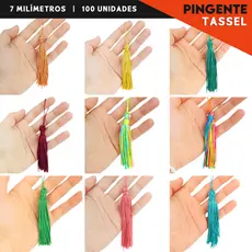Pingente De Seda Tassel 7 Cm - Franja - Pacote Com 100 Unidades - Diversas Cores - BC
