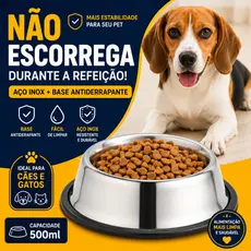 Comedouro Pet Ração e Água Tigela em Inox Antiderrapante Pote Vasilha Para Cães e Gatos