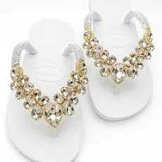 Cabedal de Pedraria Luxo com Strass Brilhante – Customização Fácil de Chinelos e Sandálias - BC