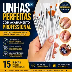 Kit Pincel Nail Art Profissional Para Unhas Artísticas Decoração Pintura Detalhada Desenhos - BH