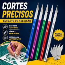 Estilete de Precisão Bisturi de Alumínio para Artesanato Leve e Ergonômico 6 Lâminas Corte Detalhado