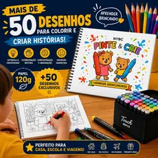 Livro Para Colorir Infantil com 50 Desenhos Criativo | Personagens dos Ursinhos Aventureiros - BC