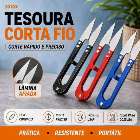 Kit 3 Tesouras Corta Fio Pequenas para Costura Bordado Artesanato Arremate e Acabamento de Linha -BH