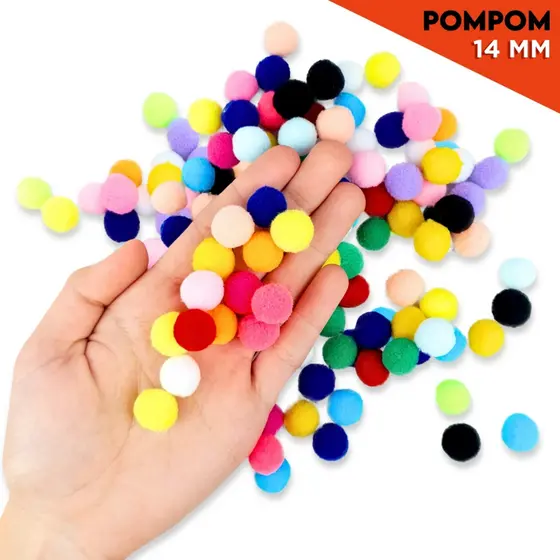 Pompom 14mm Poliéster C100 UN Coloridos Ideal para Artesanato e Customizações - BARUCH