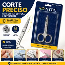 Tesoura Inox Multiuso Corte Preciso Para Unhas, Artesanato, Costura, Papelaria e Acabamentos - BH