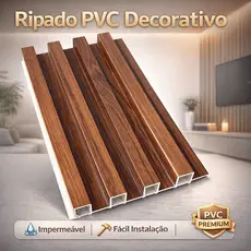 Painel Ripado PVC 1,01m x 15,5cm Marrom Madeira Luxo Revestimento Parede Sala e Quarto Decor Moderna Sala Quarto