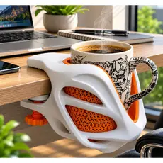 Suporte Premium para Caneca e Copos | Fixação Lateral para Mesa | Design Moderno para Home Office, Gamer e Escritório