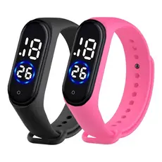 Kit 2 Relógio Digital Led Sport Homem Mulher Crianças Prova D' Água