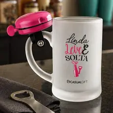 Caneca Chopp Campainha Linda Leve e Solta 400ml Cervejeira Resistente Drink Cerveja Vidro Copa
