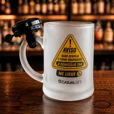 Caneca Chopp Cerveja Vidro Copa do Mundo Campainha Bebo e Como Churrasco Grande 400ml