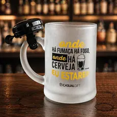 Caneca Chopp Cerveja Vidro Copa Campainha Onde Há Fumaça Há Fogo Resistente Drink Grande 400ml