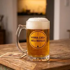 Caneca Chopp Cerveja Vidro Grande 480ml Minha Casa Meu Boteco Resistente