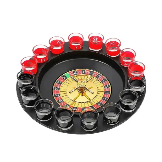Jogo Roleta Drink Cassino 16 Copos Shot Vidro Copos Bebida Dose Diversão Festa