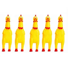 Kit 5 Brinquedo Mordedor de Borracha Galinha Cachorro Cães Apito Pet Borracha Vinil
