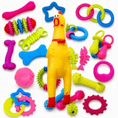 Kit 12 Brinquedos Mordedor Pet Cachorro Galinha Filhote Anti estresse Borracha Vinil Cães Sortidos