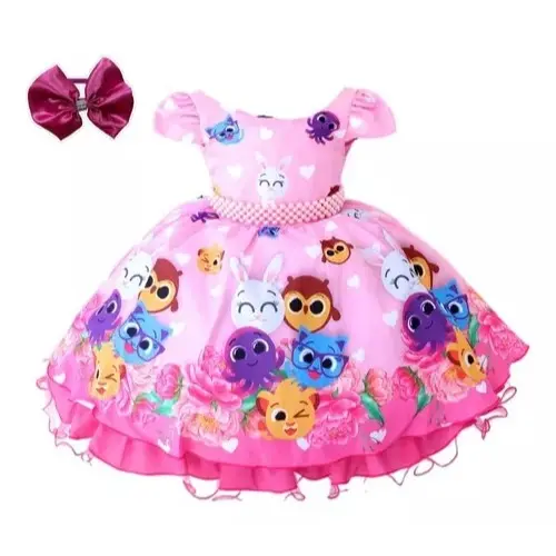 Vestido Festa Aniversario Infantil Bolofofo Com Tiara