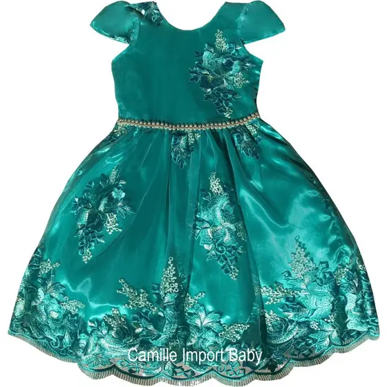 Vestido Infantil Rendado Encantado Menina Festa Casamento Com Tiara