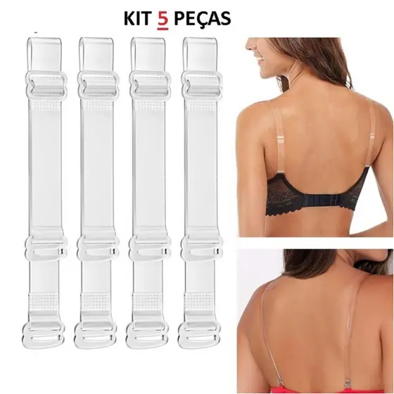 KIT 5 Pares de Alça Para Sutiã De Silicone Transparente Reforçada Alto Conforto