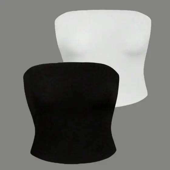 Kit com 2 Cropped Tubinho Suplex Modelagem Acinturada Top Feminino Comprido