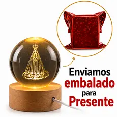 Luminária de Mesa Bola de Cristal Abajur para Sala Vintage Base Madeira Jesus Cristo 3D USB Bíblia