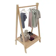Arara Cabideiro Infantil Montessori Madeira Pinus 89x35x56cm Organizador De Roupas Quarto Criança