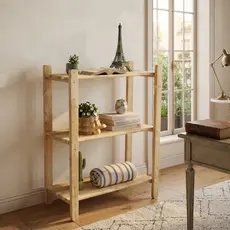 Estante De Madeira Pés Palito 3 Prateleiras Treliça Organizadora Plantas Decoração Varanda