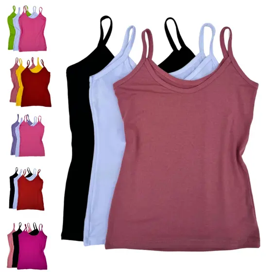 Kit 3 ou 2 Regata Feminina Alça Fina Lisa Viscolycra Casual Conforto e Flexibilidade