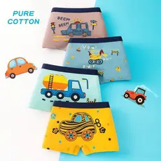 4 Pcs Soft Cotton Panties Children Boys For 3-14 Years Breathable Underpants Cartoon Cars Patterns Boy Boxer Brief