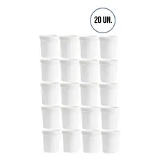 Kit 20 potes brancos de 1 litro com tampa hermética e lacre para bolo, alimentos, bebidas, lembrancinha e brindes
