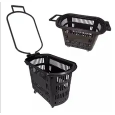 Cesta cestinha plástica com rodinha rodízio com alça e puxador 30 L resistente