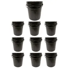Kit balde plástico preto de 5 litros reforçado com tampa hermética e lacre e alça plástica