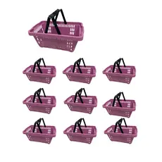 Kit com 5 e 10 mini cestas plásticas resistente c/ alça p/ farmácia, perfumaria, bijuteria, conveniência