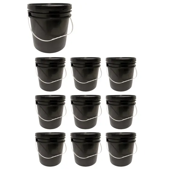 Kit balde preto reforçado 10 litros plástico com tampa hermética e lacre e alça plástica